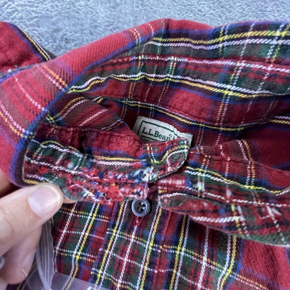 Vintage L.L. Bean Well Worn Red Plaid Flannel Shirt Mens XL Regular 100% Cotton - Picture 11 of 11
